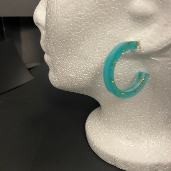 Hoop earrings turquoise color - Picture 2 of 4